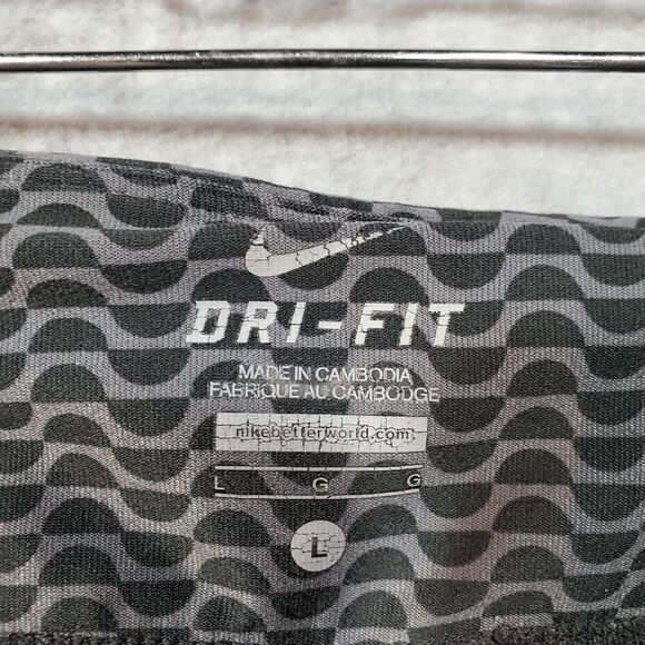 Nike Leggings Women Large Black Gray Printed Running Dri Fit Athletic Drawstring - Picture 2 of 12